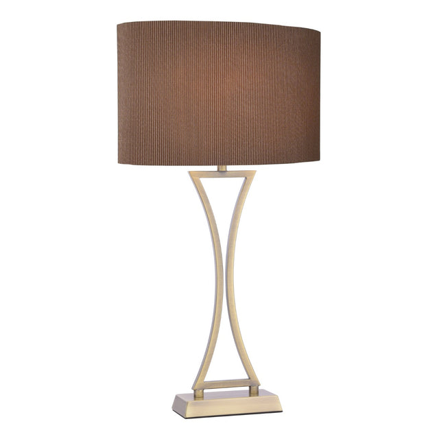 Oporto Wavy Table Lamp Antique Brass With Brown Shade