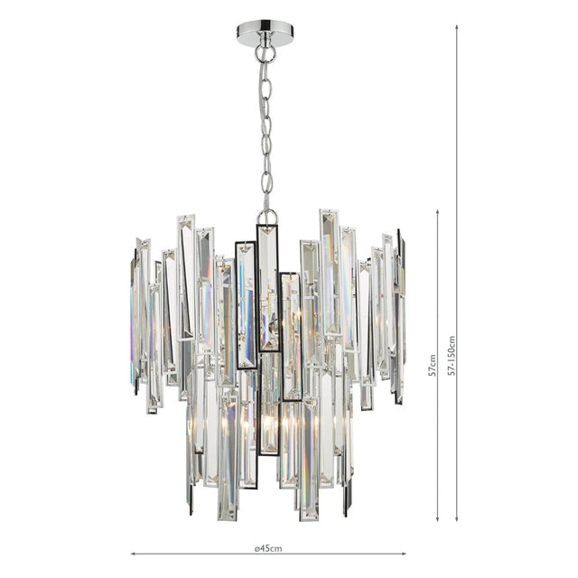 Penelope 6 Light Pendant Polished Chrome Clear Crystal