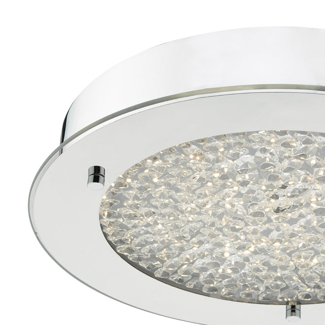 Peta Small Bathroom Flush Polished Chrome Crystal Light LED IP44