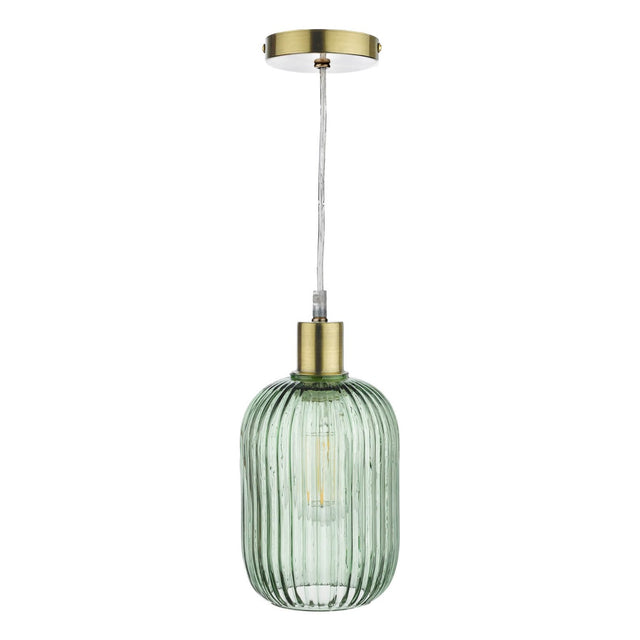 Sawyer Easy Fit Pendant Green Ribbed Glass