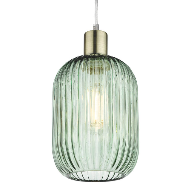 Sawyer Easy Fit Pendant Green Ribbed Glass