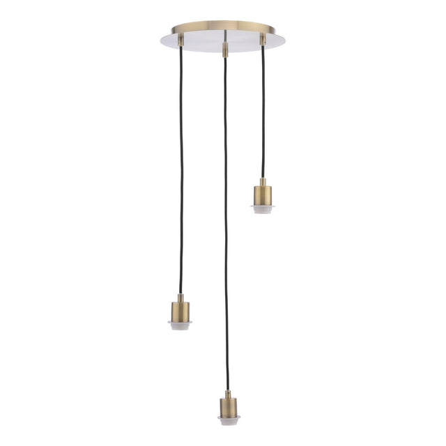 3 Light Antique Brass E27 Suspension Cluster