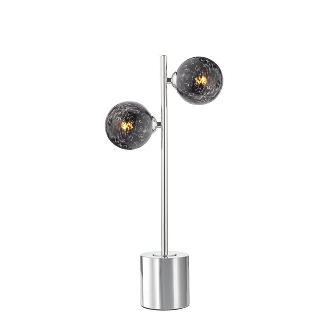 Spiral 2 Light Table Lamp Polished Chrome and Black Confetti Glass