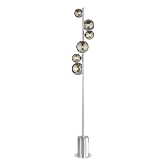 Spiral 6 Light Floor Lamp Polished Chrome and Smoked Glass