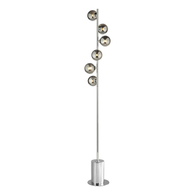 Spiral 6 Light Floor Lamp Polished Chrome Smoked Glass