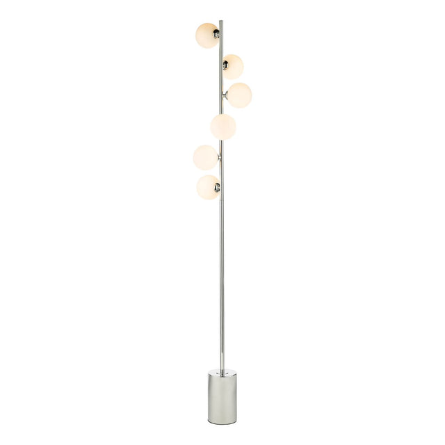 Spiral 6 Light Floor Lamp Polished Chrome Opal Glass