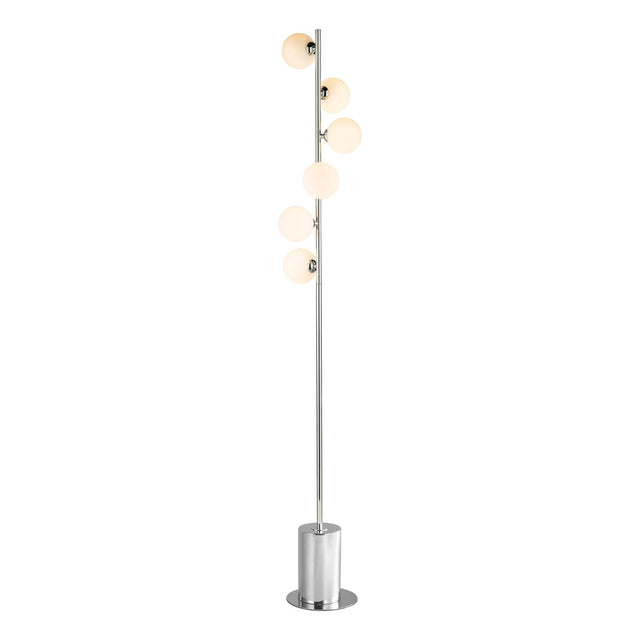 Spiral 6 Light Floor Lamp Polished Chrome Opal Glass