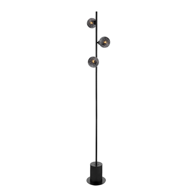 Spiral 3 Light Floor Lamp Matt Black and Black Confetti Glass