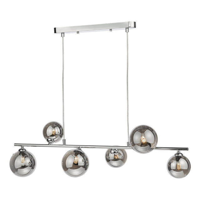 Spiral 6 Light Bar Pendant Polished Chrome and Smoked Glass