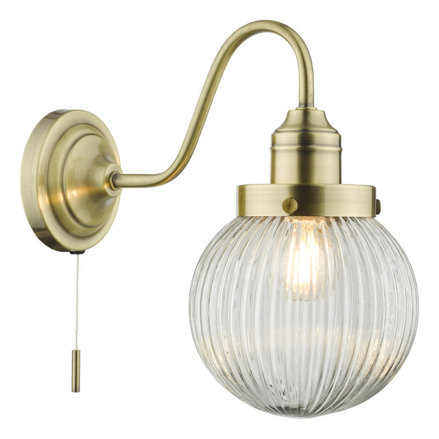 Tamara Wall Light Antique Brass Ribbed Glass