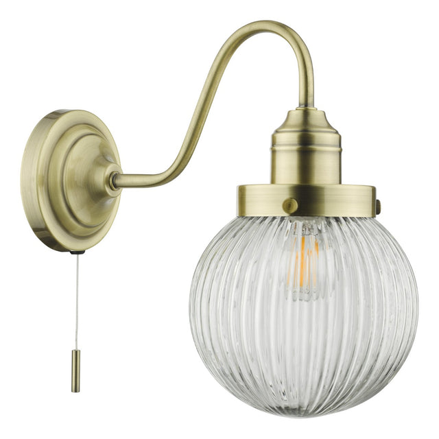 Tamara Wall Light Antique Brass Ribbed Glass