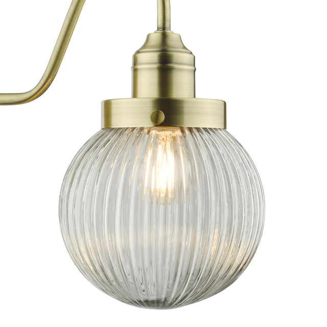 Tamara Wall Light Antique Brass Ribbed Glass