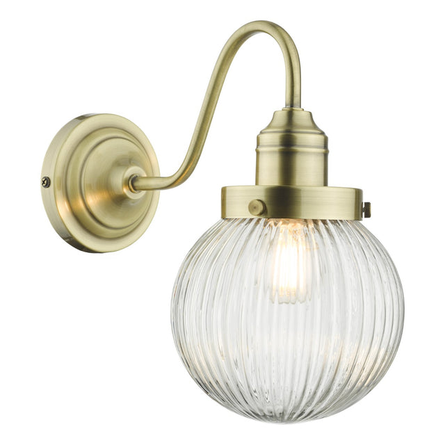 Tamara Wall Light Antique Brass Ribbed Glass