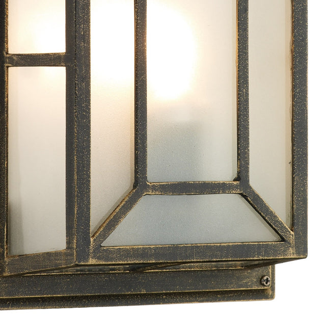 Trent Outdoor Wall Light Black/Gold Frosted Glass IP44