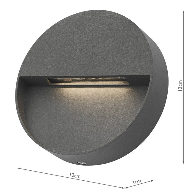 Ugo Outdoor Wall Light Round Eyelid Anthracite IP65 LED