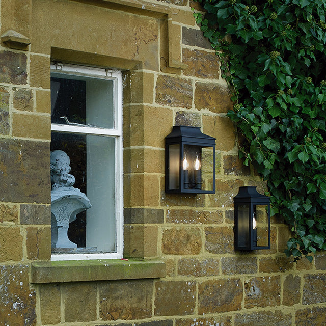 Vapour 2 Light Coach Lantern Outdoor Wall Light Matt Black IP44