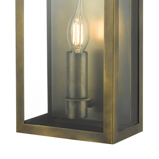 Vapour Coach Lantern Outdoor Wall Light Weathered Brass IP44