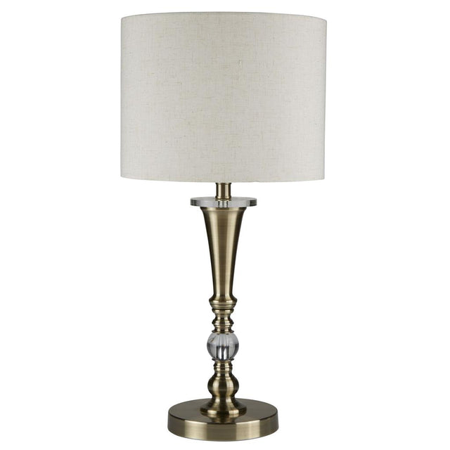 OSCAR 1LT TABLE LAMP, ANTIQUE BRASS, LINEN SHADE