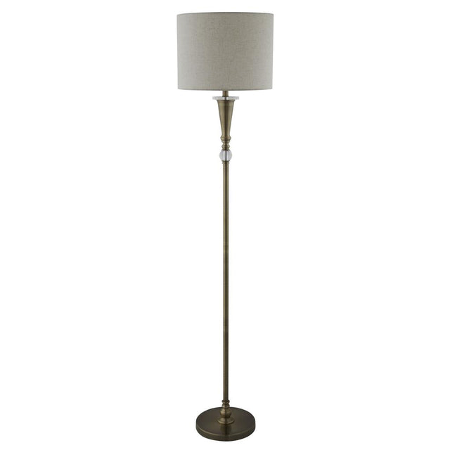 OSCAR 1LT FLOOR LAMP, ANTIQUE BRASS, LINEN SHADE