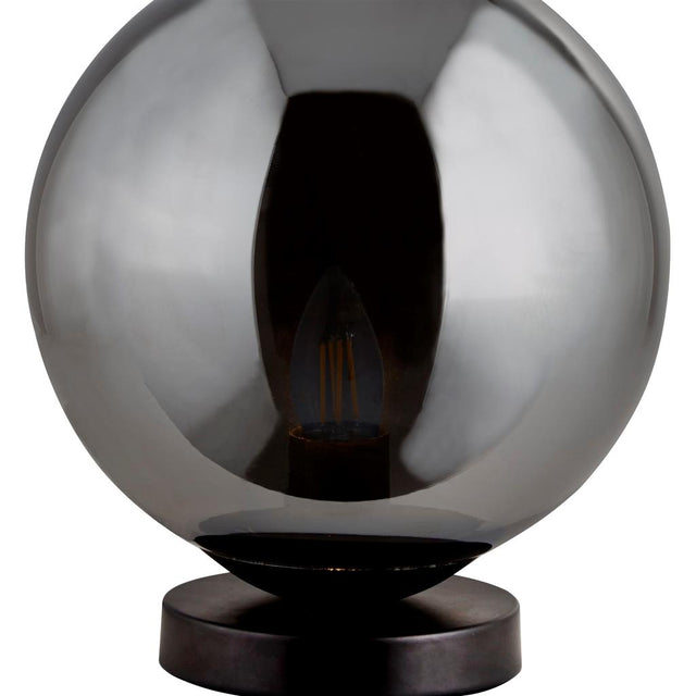 AMSTERDAM 1LT SMALL TABLE LAMP, SMOKED GLASS, BLACK