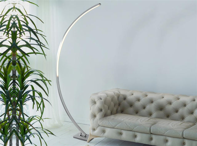 COLTON LED CURVED FLOOR LAMP, SATIN SILVER