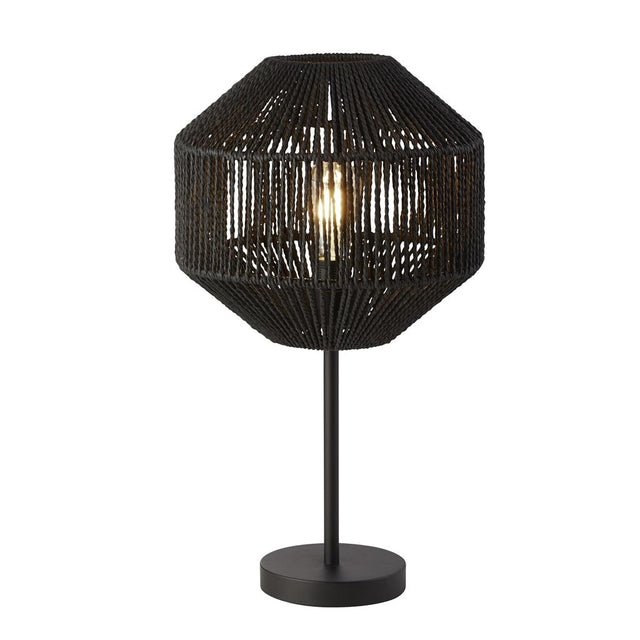 WICKER 1LT TABLE LAMP, BLACK WICKER