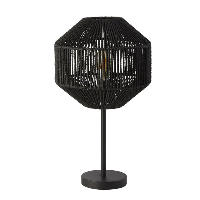 WICKER 1LT TABLE LAMP, BLACK WICKER