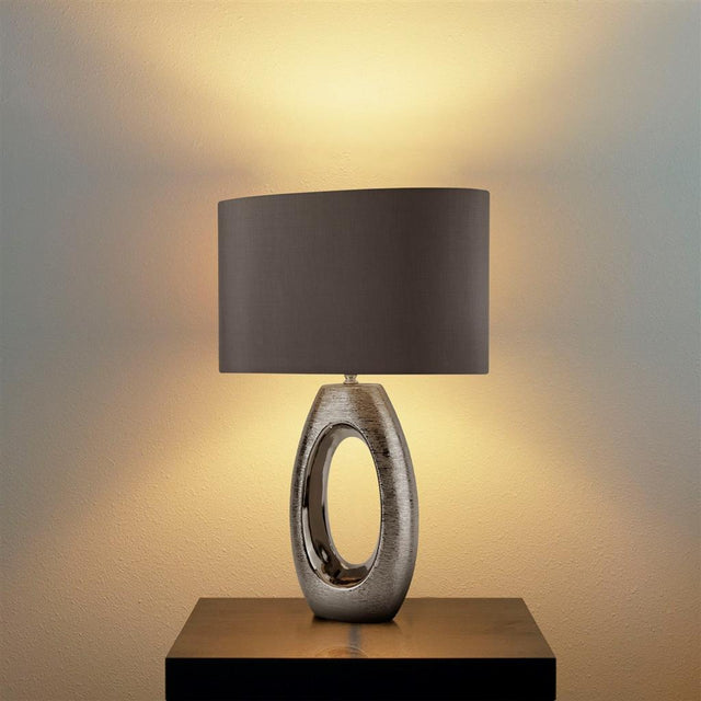 ARTISAN 1LT CHROME OVAL BASE TABLE LAMP