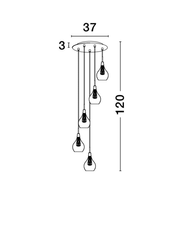 FILO Chrome Aluminium Clear Glass & Gold Frame LED G9 5x5W Bulb Excluded D: 37 H: 120 cm