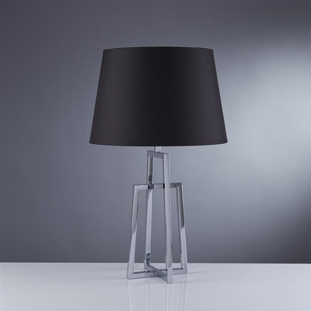 YORK TABLE LAMP SINGLE -CC INTERLOCKING FRME BLK TAPERED SHADE