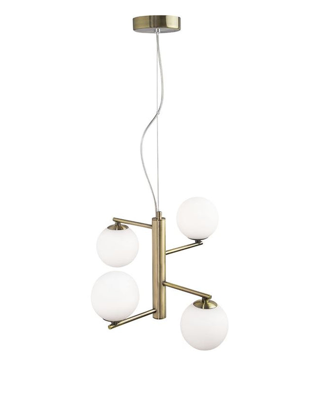 AGRIGENTO Opal Glass Antique Brass Metal LED G9 4x5 Watt 230 Volt IP20 Bulb Excluded D: 35 H: 150 cm