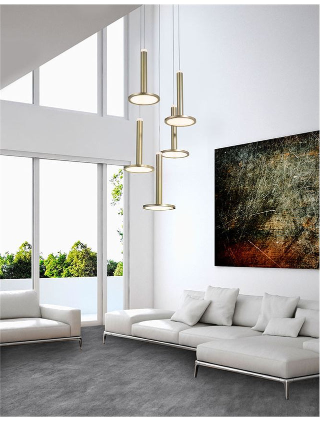 PALENCIA Satin Gold Aluminium & Acrylic LED 53 Watt 230 Volt 1967Lm 3000K IP20 D: 41 H: 150 cm