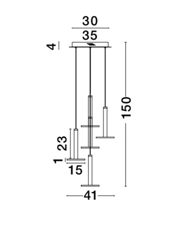 PALENCIA Satin Gold Aluminium & Acrylic LED 53 Watt 230 Volt 1967Lm 3000K IP20 D: 41 H: 150 cm