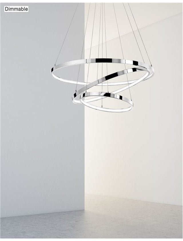 ARIA Dimmable Chrome Aluminium & Acrylic Adjustable LED 145 Watt 230 Volt 8100Lm 3000K IP20 D: 80 H: 120 cm