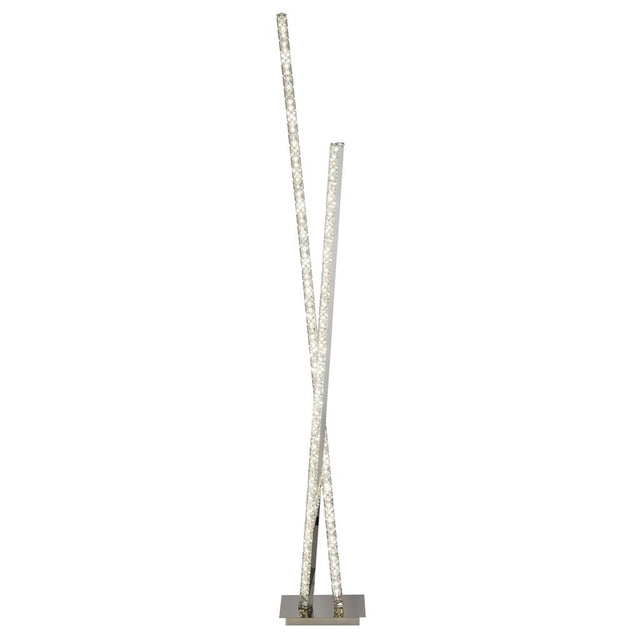 CLOVER 2LT LED COLUMN FLOOR LAMP, CLEAR CRYSTAL TRIM, CHROME