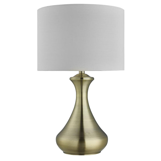 TOUCH LAMP ANTIQUE BRASS, CREAM SHADE