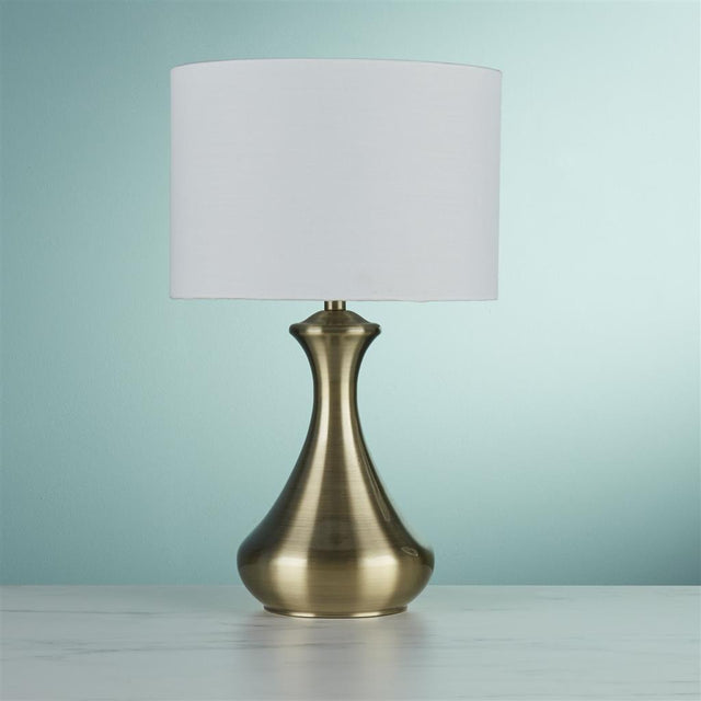 TOUCH LAMP ANTIQUE BRASS, CREAM SHADE