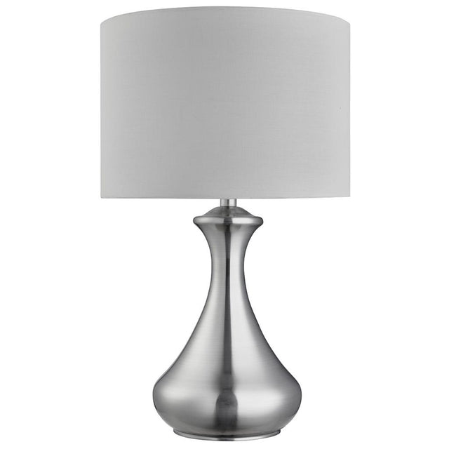 TOUCH LAMP SATIN SILVER, WHITE SHADE