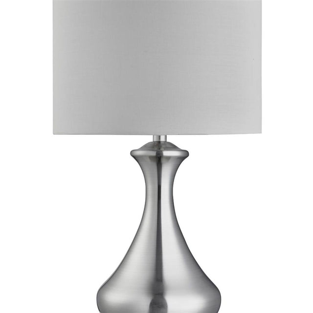 TOUCH LAMP SATIN SILVER, WHITE SHADE