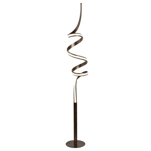 RIBBON (DIM) LED TWIST FLOOR LAMP, RUSTIC BLACK/GOLD