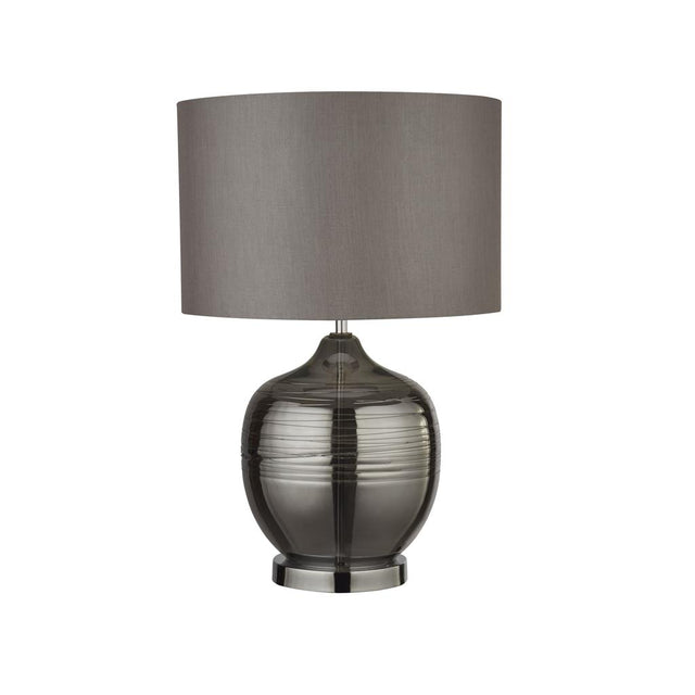 SMOKE GLASS TABLE LAMP WITH GREY TC SHADE