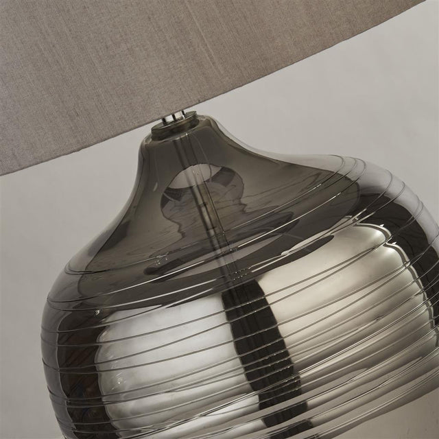 SMOKE GLASS TABLE LAMP WITH GREY TC SHADE