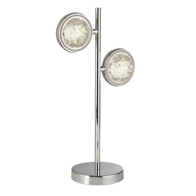 QUARTZ 2LT TABLE LAMP, BUBBLE GLASS WITH DETAILED RIM