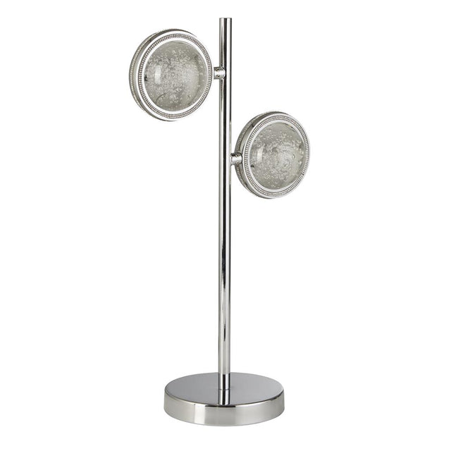 QUARTZ 2LT TABLE LAMP, BUBBLE GLASS WITH DETAILED RIM