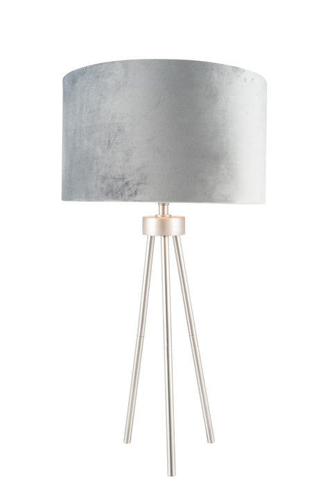 Houston Brushed Silver Metal Tripod Table Lamp