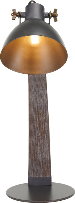 Topsham Wood & Grey Metal Curved Table Task Lamp