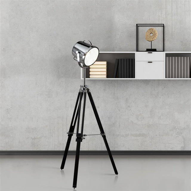 STUDIO LAMP ADJUSTABLE  - FLOOR LAMP -  CHROME SHADE/BLACK BASE