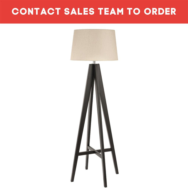 EASEL FLOOR LAMP DARK WOOD - CREAM LINEN SHADE