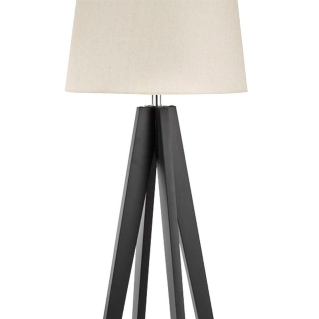 EASEL FLOOR LAMP DARK WOOD - CREAM LINEN SHADE