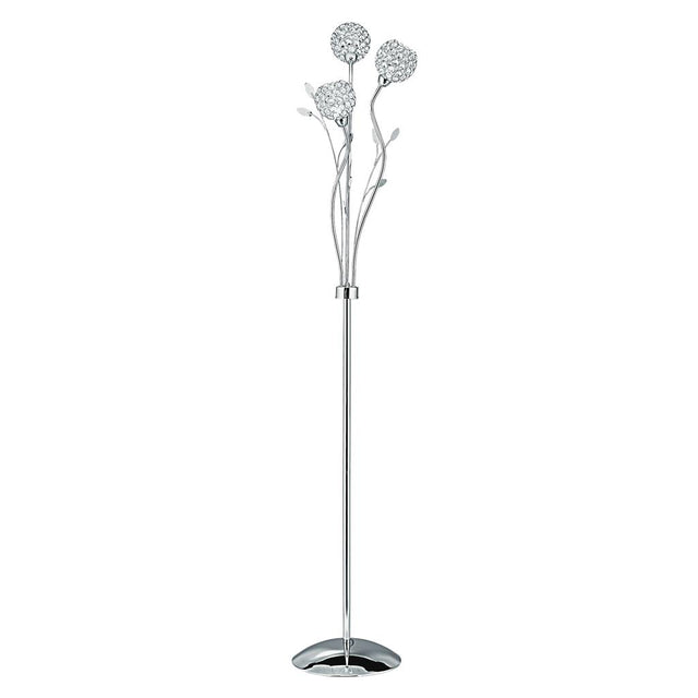 BELLIS II - 3LT FLOOR LAMP, CHROME, CLEAR GLASS DECO SHADE